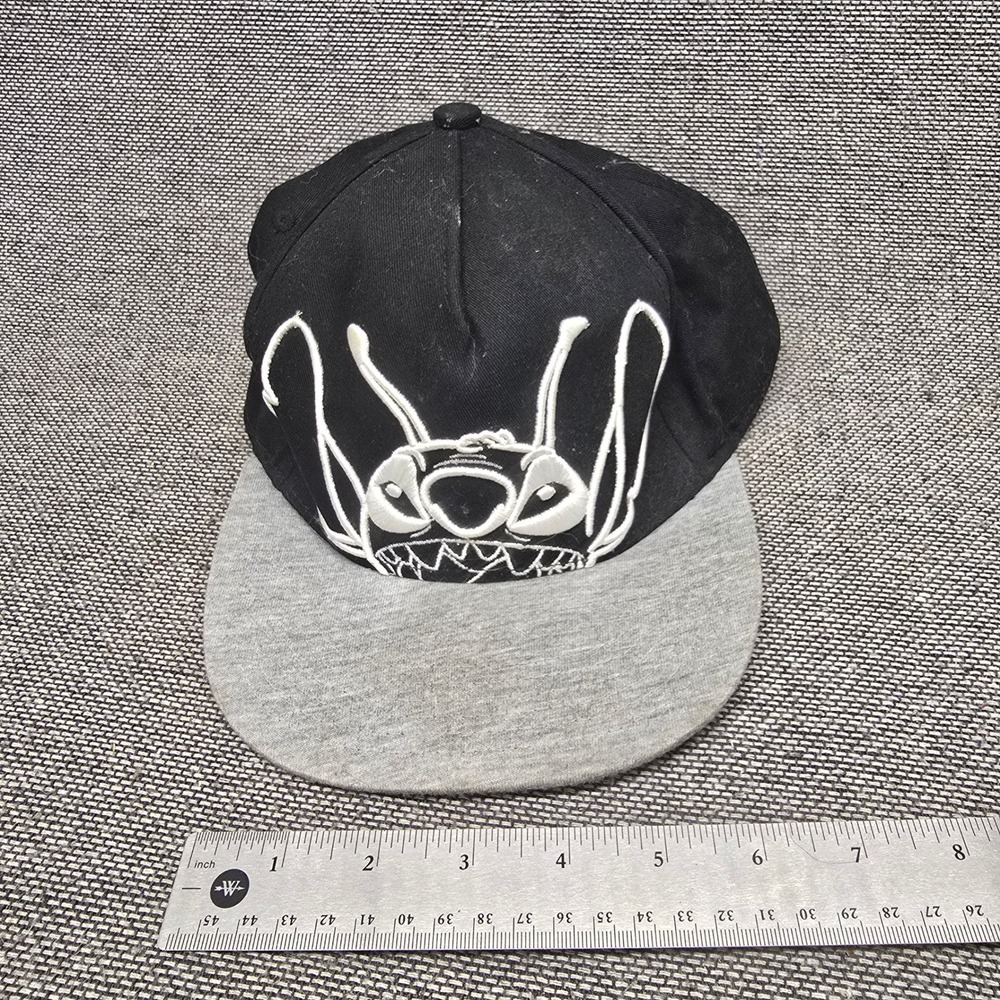Disney Stitch Snapback Hat Experiment 626 OSFM Black Grey Good Flat Bill Cap